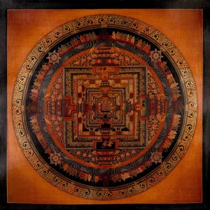 Oil Varnished Kalachakra Mandala Thangka Painting | Original Hand Painted Ritual Thangka |  Wheel of time