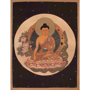 Shakyamuni Buddha Thangka | Original Tibetan Buddhist Religious Painting | Mindfulness Meditation Object of Focus For Our Wellbeing