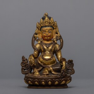 Vintage Dzambhala Statue | Spiritual Statues | Handcrafted Tibetan God of Wealth | Unique Home Decor and Prosperous Blessings | Home Decor