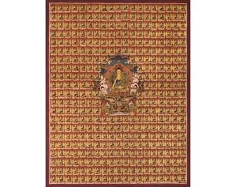 Traditional 108 Buddhas Painting | Tibetan Buddhist Thangka | Sacred Shakyamuni Buddha Artwork | Himalayan Meditation Decor | Made in Nepal