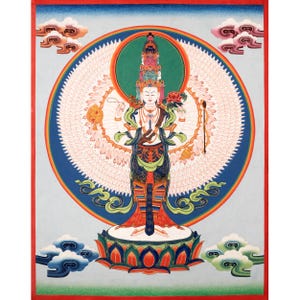 1000 Armed Avalokiteshvara Thangka Art |  Bodhisattva Guanyin Chenrezig | Art Painting for Meditation, Good Luck, Wealth & Success