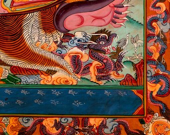 Brocade Mounted Wheel of Life | Original Hand Painted Tibetan