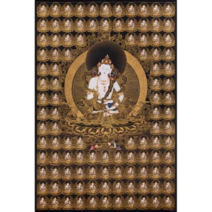 108 Vajrasattva Thangka | Digital Thangka Print | Tibetan Buddhist Art | Buddhist Print for Ngondro Practice | Vajrasattva Visualization Aid
