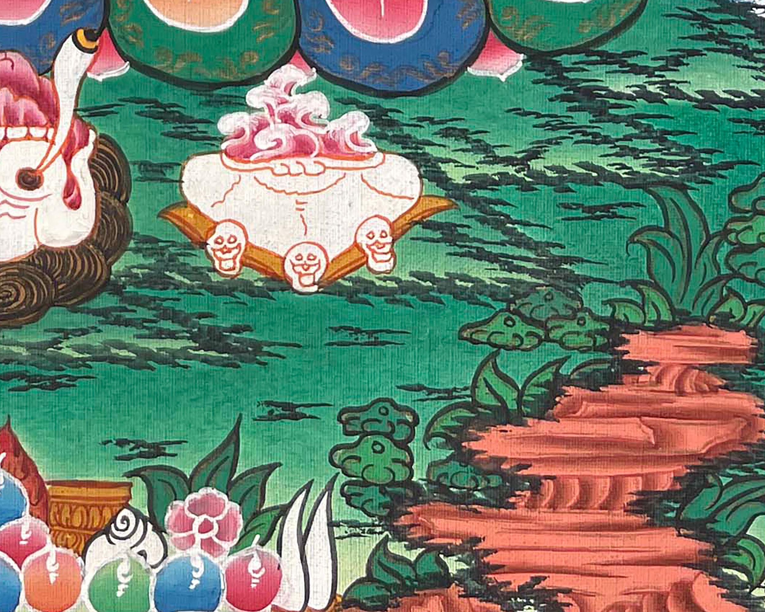 手作りのヴァジュラパーニ・タンカ｜チベット仏教絵画｜守護と霊力の