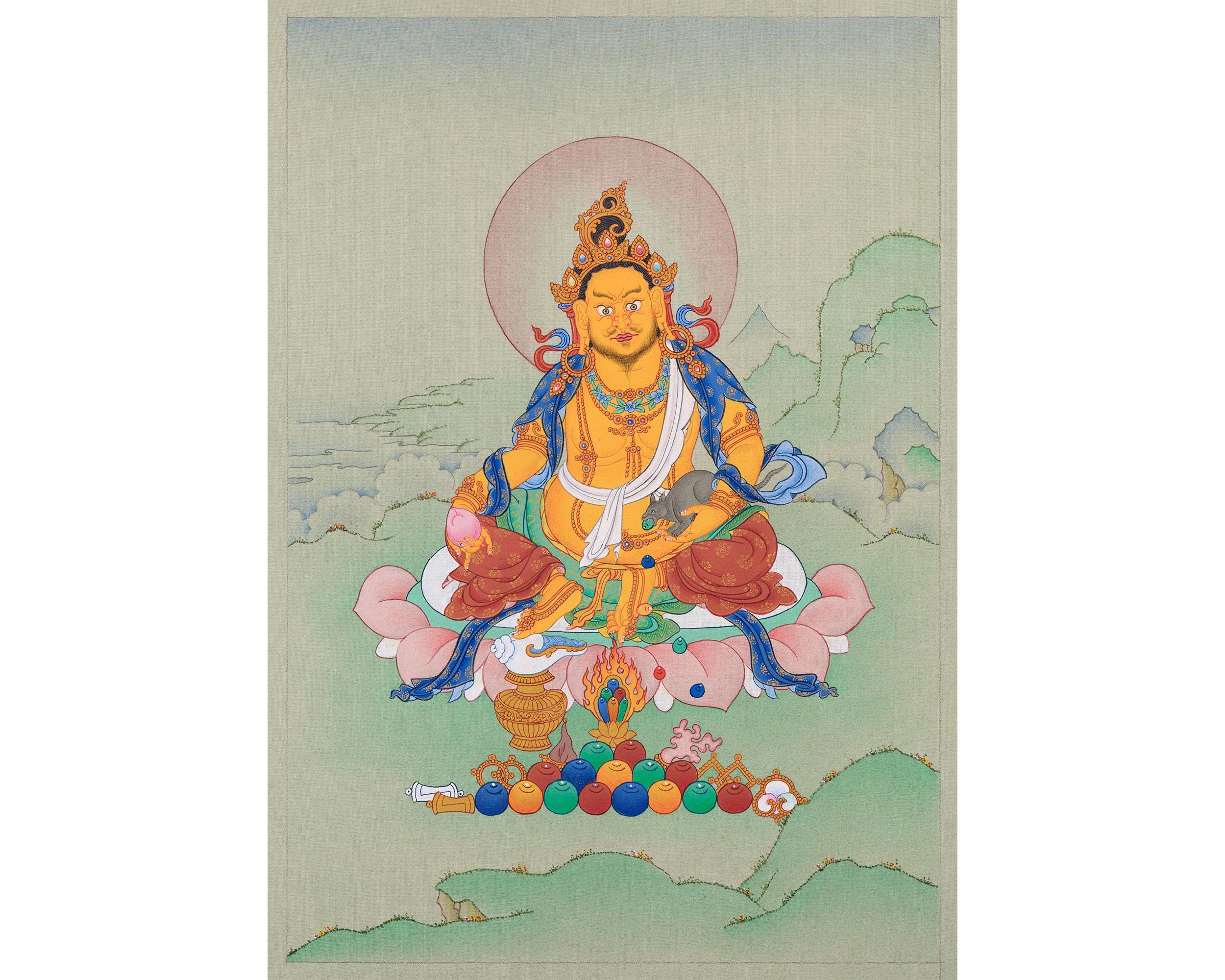 チベットの小さなタンカ（黄龍の象嵌）｜繁栄と悟りをもたらす