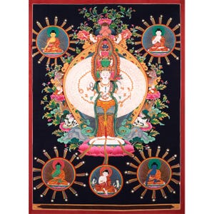 Avalokiteshvara Original Hand-Painted Tibetan Thangka Painting From Nepal | 1000 Armed Chengrezig Art | Religious Gift Idea | Tibetan Art