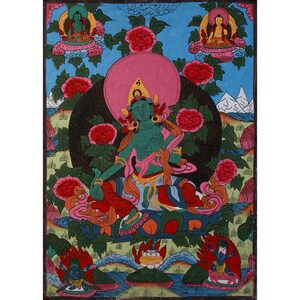 Green Tara Thangka | Symbolizing Wisdom, Compassion & Healing Energy | Tara Painting | Compassionate Mother Goddess | Tibetan Wall Hanging
