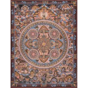 Shakyamuni Buddha Mandala Artwork | Traditional Tibetan Thangka Painting with 24K Gold | Sacred Art for Meditation, Wisdom & Enlightenment