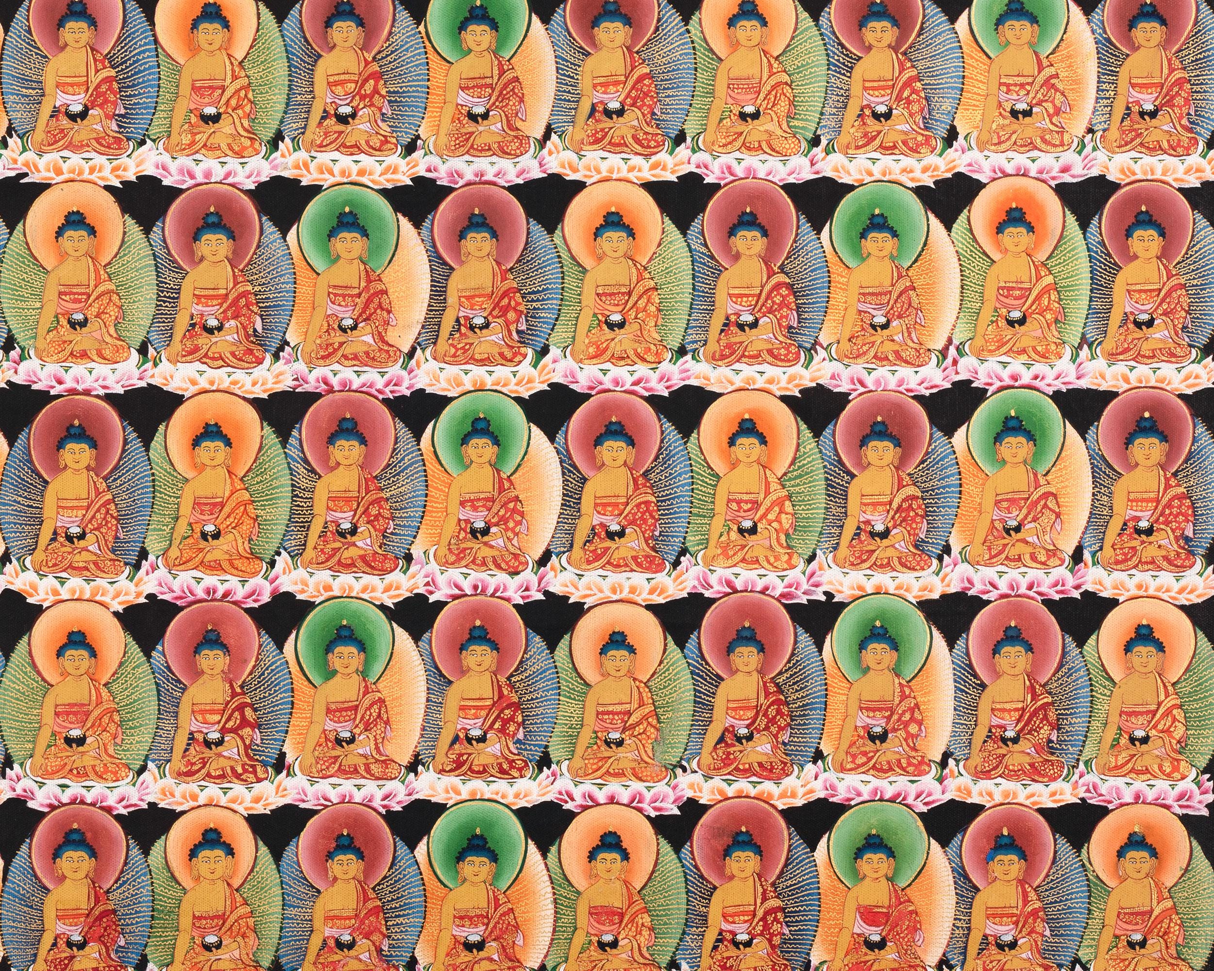 108枚の仏陀のチベットタンカ絵画 | あなたの平和と幸福のためのヨガ