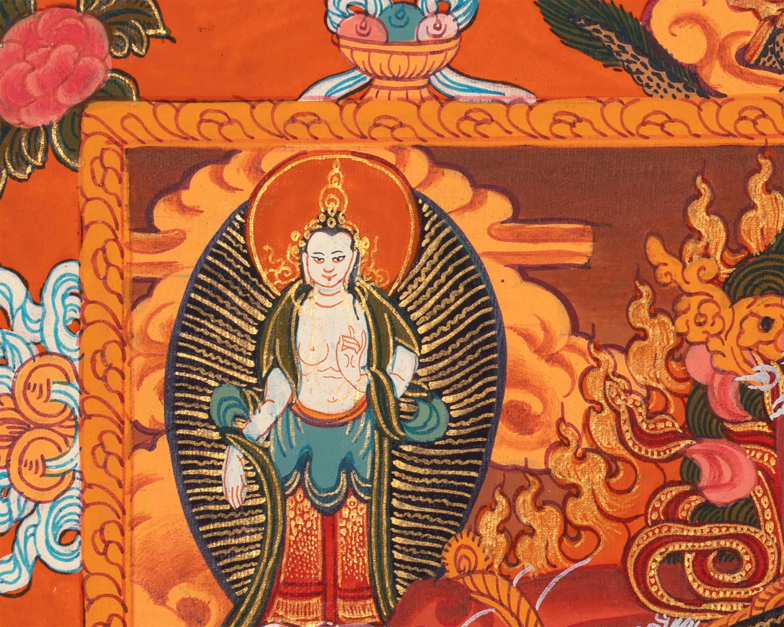 輪廻転生 涅槃 オリジナル手描き仏教タンカ | 壁掛け装飾