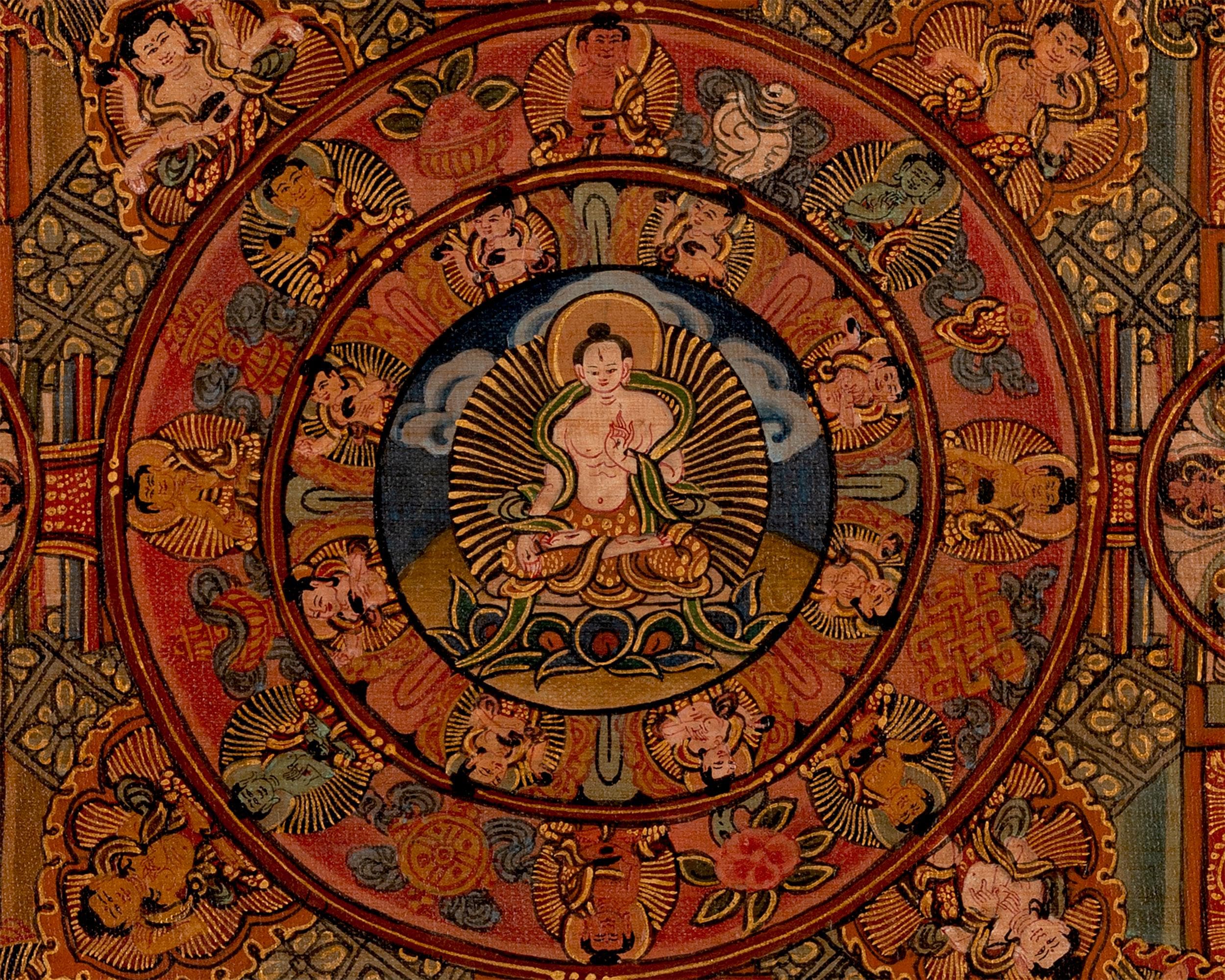 チベット曼荼羅タンカ絵画、仏教壁画、瞑想用装飾 - Etsy 日本