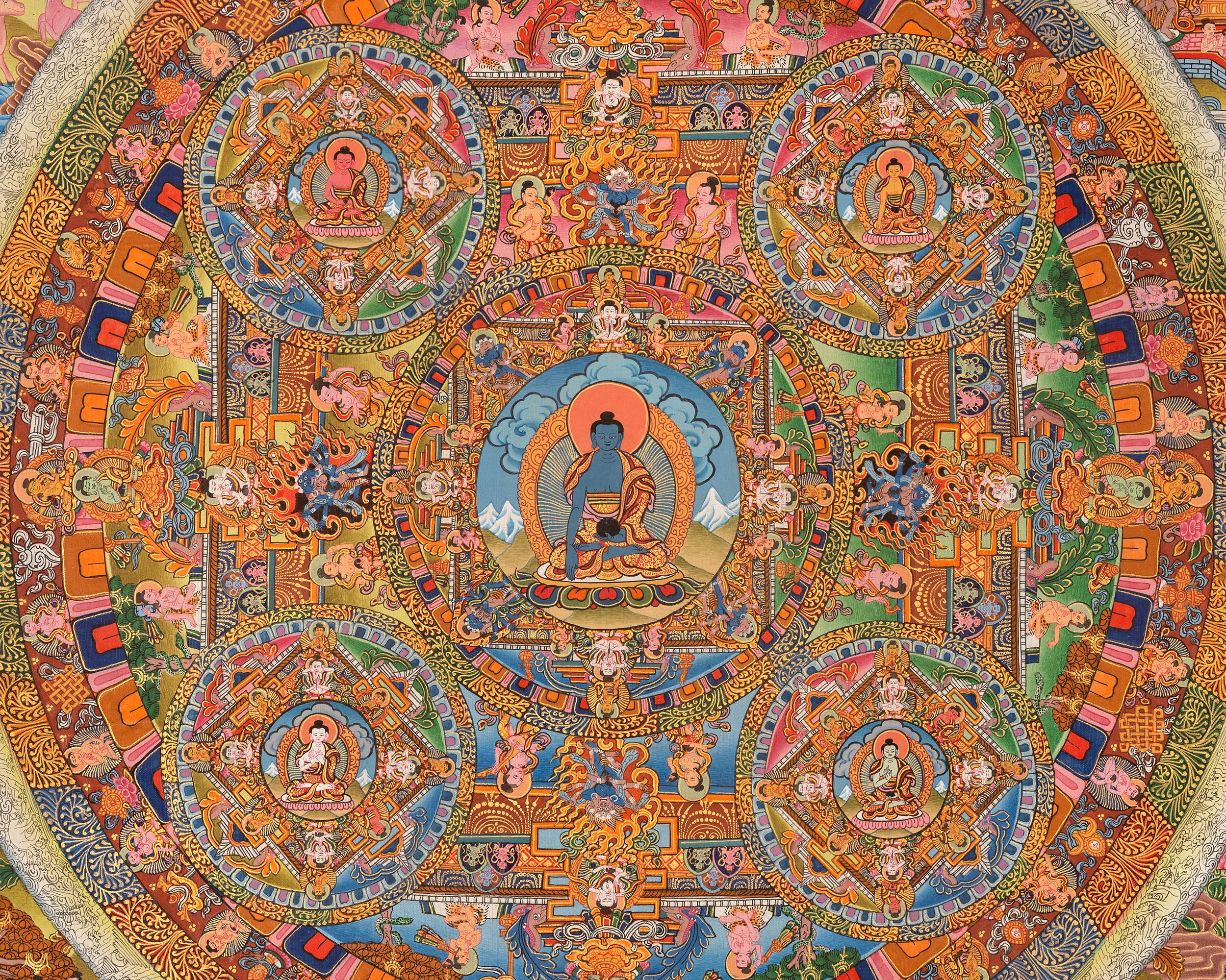 アクショバヤ仏曼荼羅 | 曼荼羅五大仏陀 |チベット仏教美術 |癒しと