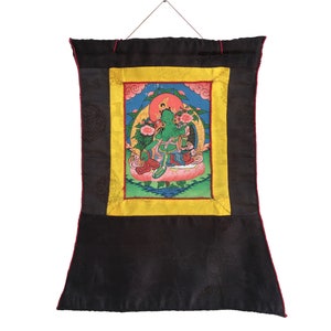 Vintage Green Tara 6.5 x 6.5 cm for your shrine | Wall hanging Decoration for Relaxation |  Eternal Loving and Kindness | Small Size Artwork