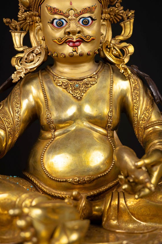 ヒマラヤの黄金のジャンバラ像｜チベットの富の神｜繁栄と守護を祈願