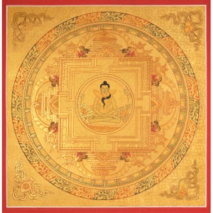 Samanthabhadra Buddha Shakti Mandala | Hand-Painted Tibetan Thangka | Cotton Canvas Art For Meditation and Wall Hanging | Sacred Wall Decor