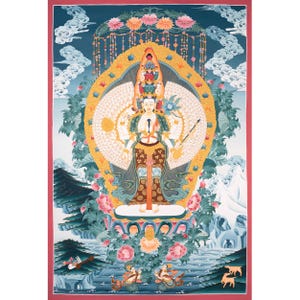 1,000 Armed Bodhisattva Guanyin Avalokitesvara | Original Hand-Painted Tibetan Thangka | God of Compassion And Wisdom | Tibetan Buddhist
