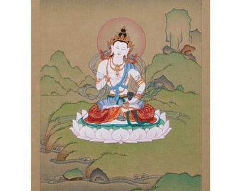 The Buddha of Purification Vajrasattva | Hand-Painted Dorje Sempa Thangka | Tibetan Art | Deity of Healing, Purification | Spiritual Decor