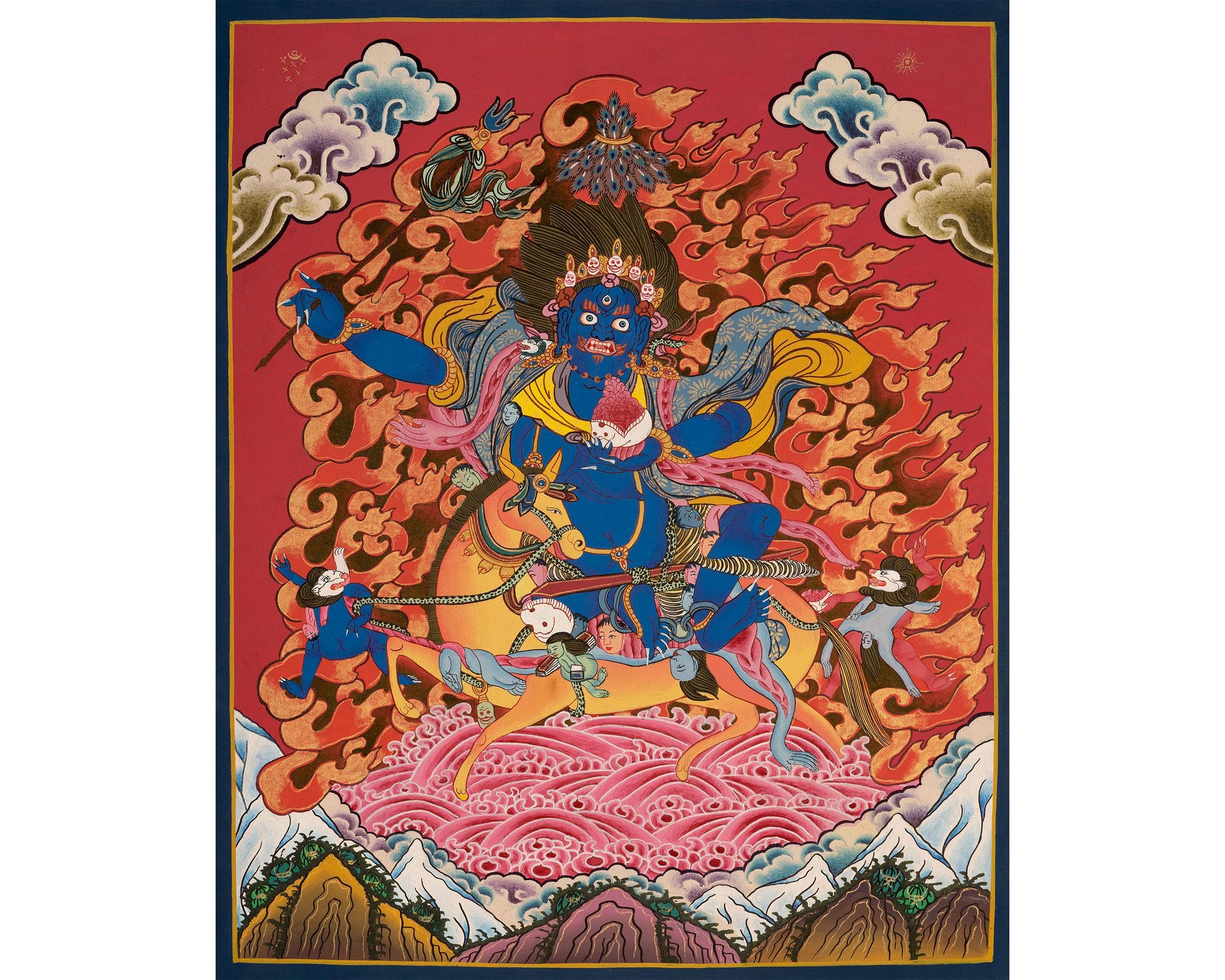 Hand-painted Palden Lhamo Thangka | Buddhist Protector Deity