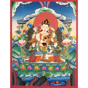 Original Hand-Painted Dorje Sempa Yab Yum Thangka | Dorje Vajra Dorje | Fine Thangka Painting | Religious Wall Decor | Yoga Meditation Decor
