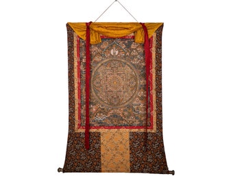 Vintage Tibetan Mandala Thangka, Buddhist Wall Hanging, Meditation Decor