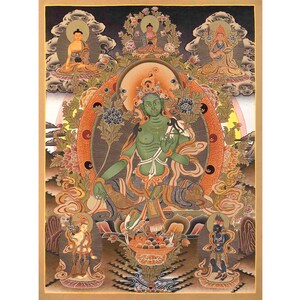 Green Tara Liberation Mother Original Hand-Painted Thangka | Wall hanging for Peace | Tibetan Painting For Meditation and Yoga