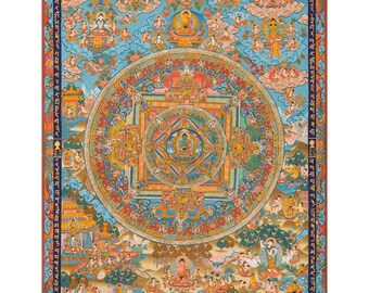 Amoghasiddhi Buddha Mandala Thangka | Tibetan Buddhist Art | Hand-Painted Mandala | Meditation Mandala Painting | Sacred Thangka Artwork