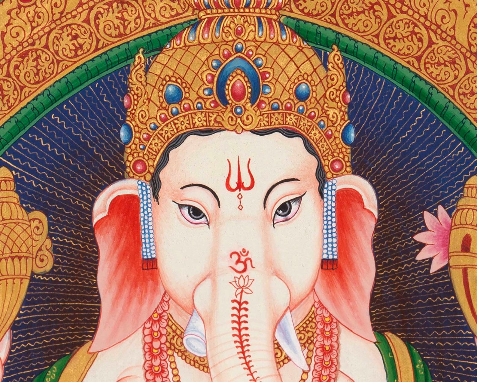 Ganesh Thangka Painting With Kartikeya and Saraswati - Etsy