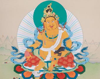 Original Hand-painted Tibetan Wealth Deity, Dzambhala | Buddhist