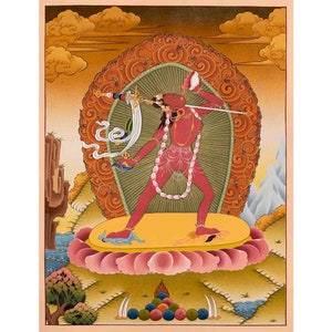 Traditional Tibetan Thangka | Yidam Vajrayogini | Thangka Painting |  The Divine Dakini | Tantric Female Buddha|Vajradakini Tanka| Vajrayana