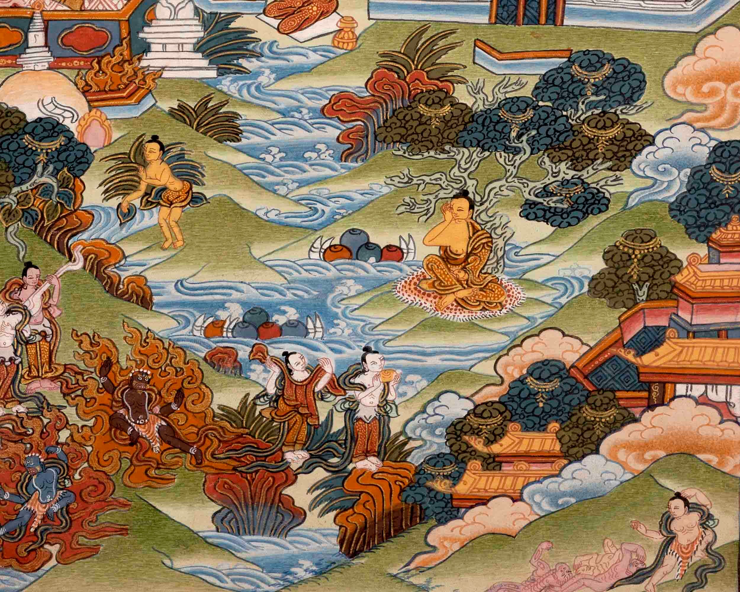 Vintage Buddha Life Story Original Hand-painted Thangka Vintage Buddha Life Story Original Hand-painted Thangka
