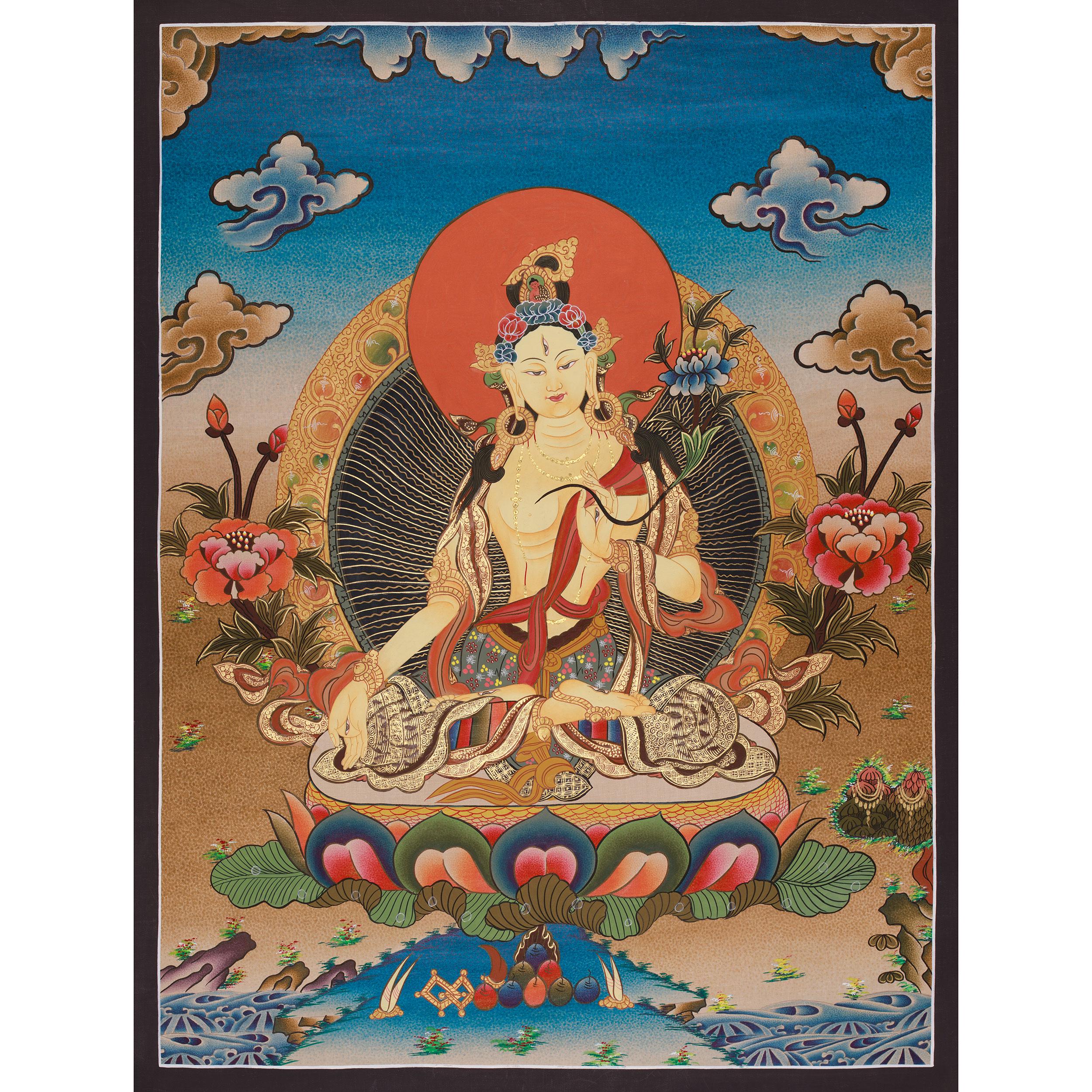 タンカアート タラ・ホワイト・タンカ・コレクション | 神聖な女性アート | 仏教の