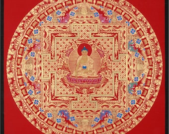 Dipinto Thangka Mandala di Buddha / Sacra arte buddista tibetana / Decorazione murale spirituale fatta a mano / Regalo spirituale per i propri cari / Decorazione per la casa