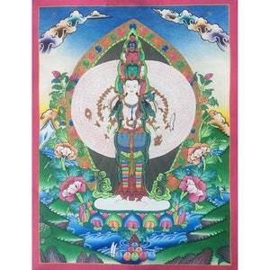 1000 Armed Avalokiteshvara | Original Handpainted Lokeshvara Thangka | Chenrezig Thangka Painting | Bodhisattva | Chinese New Year Gift Idea