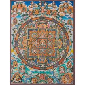 Stampa Thangka Mandala di Chenrezig / Bodhisattva della Compassione / Stampa Mandala per la Meditazione / Geometria Sacra nell'Arte / Decorazioni Murali Tibetane