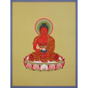 Thangka of Amitabha Buddha | Traditional Tibetan Buddhist Art | Sacred Meditation Thangka | Pure Land Buddha Artwork | Spiritual Home Decor