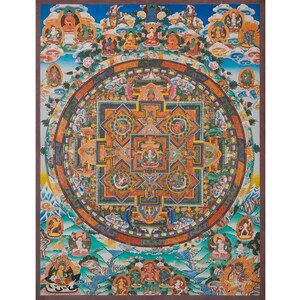 Chenrezig Mandala Thangka Print | Bodhisattva of Compassion | Digital Paubha Art | Tibetan Spiritual Wall Art | Enlightenment and Healing