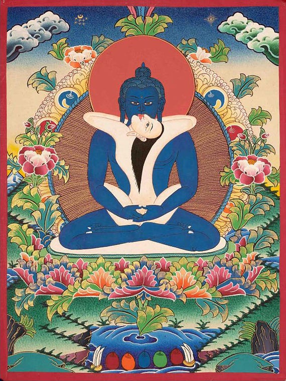 普賢菩薩のタンカ | クントゥザンポ チベット仏教壁画 | 原初の仏陀の