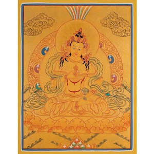 Hand-Painted Vajrasattva Thangka: Tibetan Buddhist Art, 24K Gold