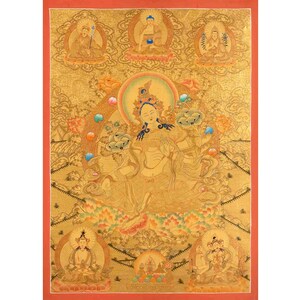 Original Hand Painted 24K Gold Style Green Tara Thangka | Healing Female Deity | Mindfulness Meditation Object of Focus For Our Wellbeing