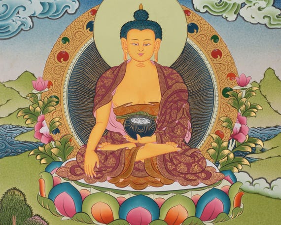 チベット仏教タンカ チベットタンカ仏陀壁アート手作りブロケード