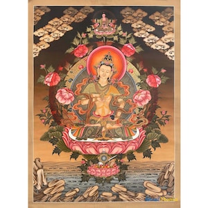 Vajrasattva | Dorje Sempa | Buddhist Original Hand-Painted Thangka | Religious Art For Vajrayana Meditation | Spiritual Art Wall Decoration
