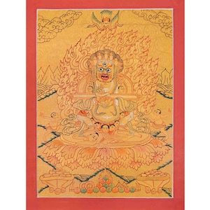 Traditional Two Armed Mahakala Tibetan Thangka Painting | Sakya Mahakala Art | Wrathful Dharmapala Dorje Panjarnatha | Protector Mahakala