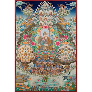 Tryck av tillflyktsträd | Traditionell tibetansk målning | Religiöst buddhistiskt konstverk | Giclée-canvastryck | Gåva för buddhister | Väggbonad