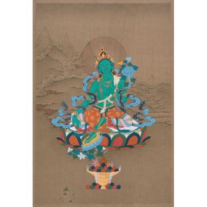 Tibetan Buddhist Green Tara Thangka | Mother of All Buddhas | Goddess of Compassion & Protection | Hand-Painted Sacred Artwork | Home Decor