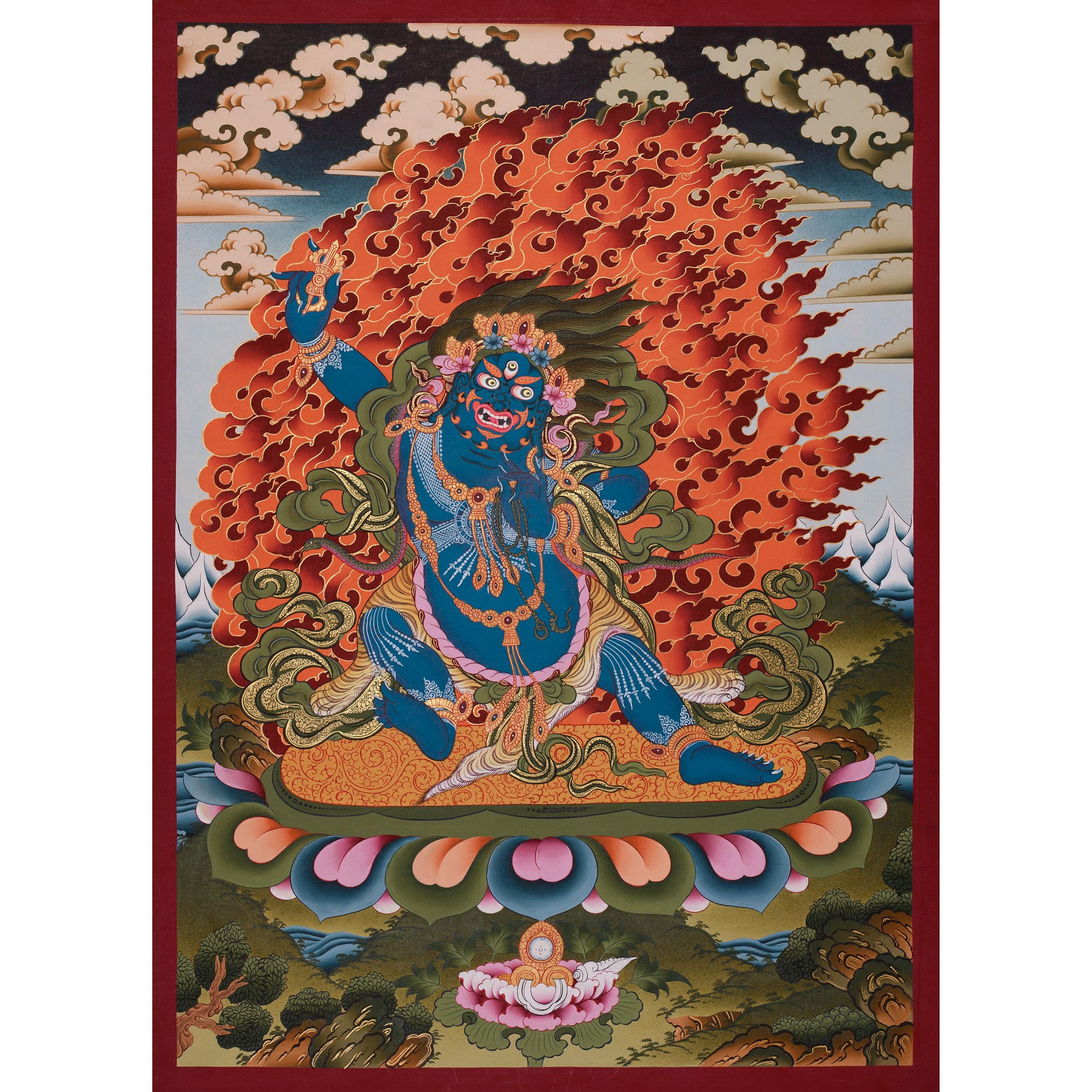 Handmade Chana Dorji (vajrapani) Thangka | Protector Deity