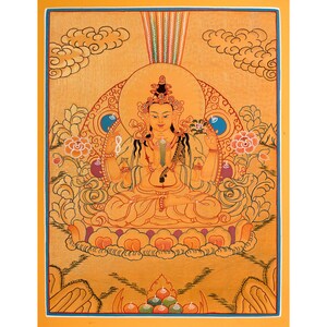 Chenrezig - The Bodhisattva Of Compassion Thangka | Sacred 24K Gold Art | Divine Mercy and Healing | Tibetan Buddhist Art | Spiritual Decor