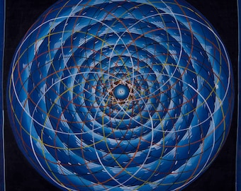 Cosmic Mandala Painting | Buddhist Sacred Geometry Art | Tibetan Universe Wall Artwork | Meditation and Yoga | Spiritual Home Decor Gifts