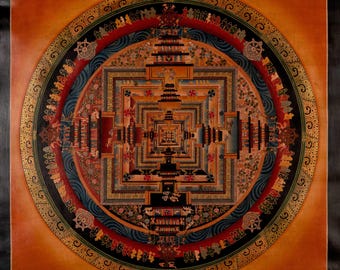 Kalachakra Mandala Thangka Painting, Tibetan Buddhist Art, Meditation Decor
