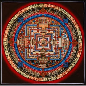 Small Kalachakra Mandala Thangka | Tibetan Buddhist Wheel of Time | 24K Gold Sacred Art | Wall Decoration for Meditation | Spiritual Gifts
