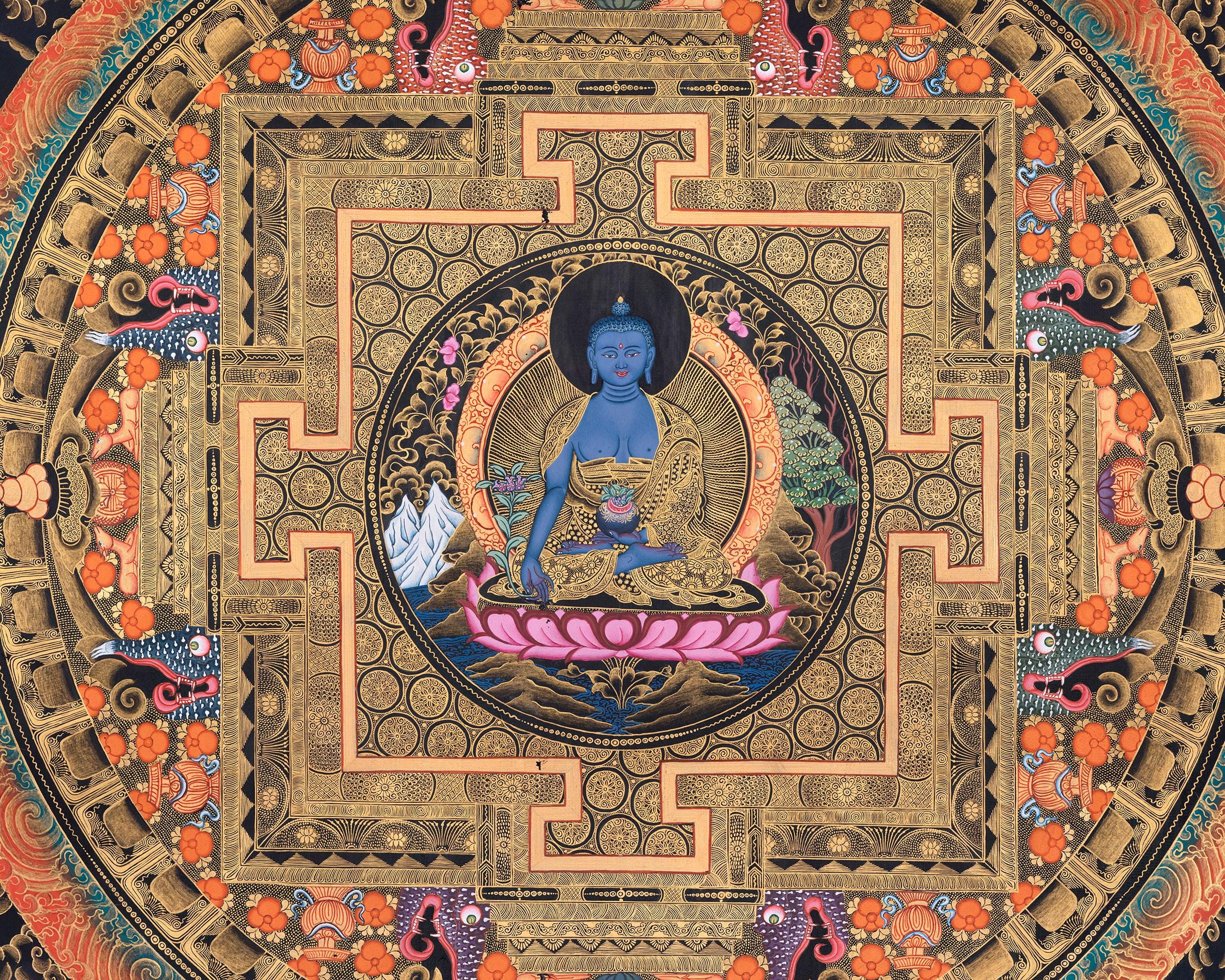 ① 中国 仏教美術 唐物 明代 分院 伝世品 曼荼羅 古玩 タンカ 如来菩薩 il_fullxfull.7225660525_15sg.jpg